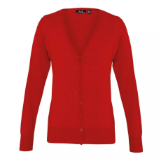 Premier Női Premier PR697 Women'S Button-Through Knitted Cardigan -L, Red