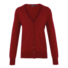 Premier Női Premier PR697 Women&#039;S Button-Through Knitted Cardigan -M, Burgundy női pulóver, kardigán