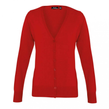 Premier Női Premier PR697 Women&#039;S Button-Through Knitted Cardigan -M, Red női pulóver, kardigán