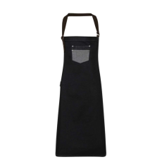 Premier PR136 'DIVISION' WAXED LOOK DENIM BIB APRON WITH FAUX LEATHER U