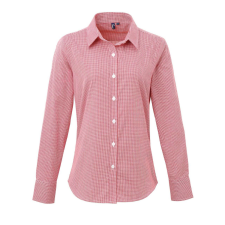 Premier PR320 WOMEN&#039;S LONG SLEEVE GINGHAM MICROCHECK SHIRT 3XL munkaruha