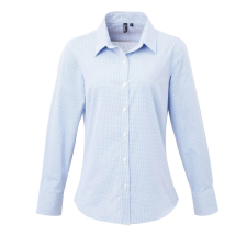 Premier PR320 WOMEN&#039;S LONG SLEEVE GINGHAM MICROCHECK SHIRT S munkaruha