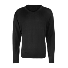 Premier PR694 V-nyakú finom kötésű férfi pulóver Premier, Black-L