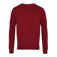 Premier PR694 V-nyakú finom kötésű férfi pulóver Premier, Burgundy-4XL