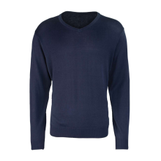 Premier PR694 V-nyakú finom kötésű férfi pulóver Premier, Navy-S