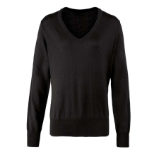 Premier PR696 V-nyakú finom kötésű Női pulóver Premier, Black-M női pulóver, kardigán