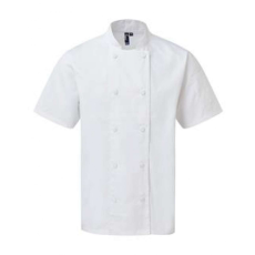 Premier Uniszex kabát Premier PR902 Chef'S Coolchecker Short Sleeve Jacket -2XL, White