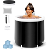  Prémium felfújható fürdőkád gyerekeknek, felnőtteknek, családi, hordozható, hideg-meleg vízre alkalmas, SPA kezelésre alkalmas, több lefolyóval, pumpával és tartozékokkal, 5 cm x 85 cm, feket