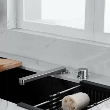  Prémium konyhai csaptelep, szálcsiszolt rozsdamentes acél, beépített YSQ/107 csaptelep