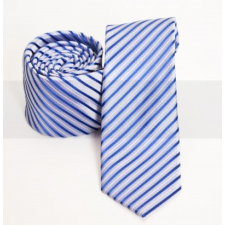  Prémium slim nyakkendő - Kék-ezüst csíkos nyakkendő