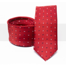  Prémium slim nyakkendő - Piros aprómintás
