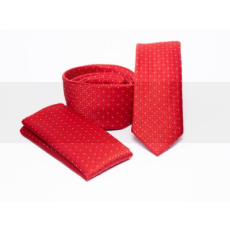  Prémium slim nyakkendő szett - Piros pöttyös