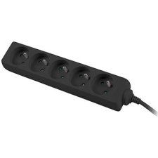 PremiumCord Extension 230V 2m 5 aljzat, fekete kábel és adapter