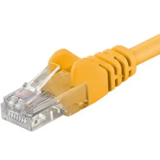 PremiumCord Patch kábel UTP RJ45-RJ45 szint CAT6, 10m, sárga kábel és adapter