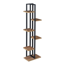 PremiumD Beltéri fa virágtartó 5 szintes virágállvány fekete-fa fém virágtartó 120x34x21 cm bútor