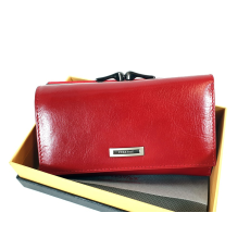 Prestige piros, két oldalas bőr női pénztárca-keretes PR55020
