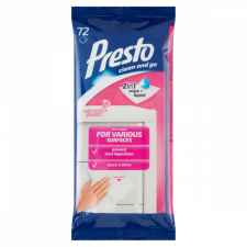 Presto nedves törlőkendők különféle felületekhez 72 db takarító és háztartási eszköz