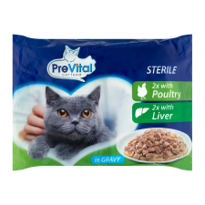 PreVital sterile baromif-májas alutasakos macskaeledel 4x100g macskaeledel