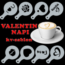 Prince Shop Cappuccino és kávé díszítő sablonok Valentin-napra (8db) konyhai eszköz