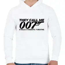 PRINTFASHION 007-es ügynök - Férfi kapucnis pulóver - Fehér férfi pulóver, kardigán