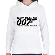 PRINTFASHION 007-es ügynök - Női kapucnis pulóver - Fehér női pulóver, kardigán