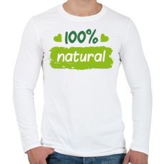 PRINTFASHION 100% natural felirat - Férfi hosszú ujjú póló - Fehér