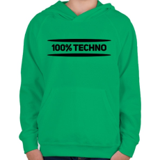 PRINTFASHION 100% techno - Gyerek kapucnis pulóver - Zöld