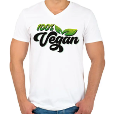 PRINTFASHION 100% Vegan - Férfi V-nyakú póló - Fehér férfi póló