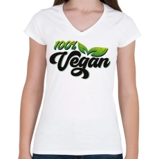 PRINTFASHION 100% Vegan - Női V-nyakú póló - Fehér