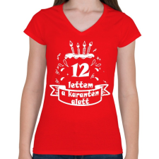 PRINTFASHION 12 lettem - Női V-nyakú póló - Piros női póló