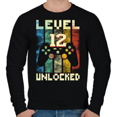PRINTFASHION 12. szülinapi ajándék gamereknek -  Level 12 - Férfi pulóver - Fekete