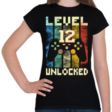PRINTFASHION 12. szülinapi ajándék gamereknek -  Level 12 - Női póló - Fekete