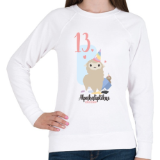 PRINTFASHION 13. Alpakaliptikus születésnap - Alpaca - Női pulóver - Fehér
