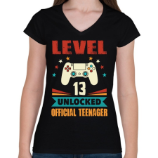PRINTFASHION 13 éves gamer - Női V-nyakú póló - Fekete női póló