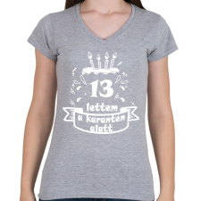 PRINTFASHION 13 lettem  - Női V-nyakú póló - Sport szürke női póló