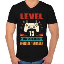 PRINTFASHION 15 éves gamer - Férfi V-nyakú póló - Fekete férfi póló