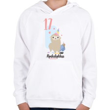 PRINTFASHION 17. Alpakaliptikus születésnap - Gyerek kapucnis pulóver - Fehér gyerek pulóver, kardigán
