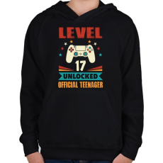 PRINTFASHION 17 éves gamer - Gyerek kapucnis pulóver - Fekete