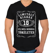 PRINTFASHION 18 éves limitált kiadás - Férfi V-nyakú póló - Fekete férfi póló