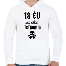 PRINTFASHION 18 év az első tetkómig - Férfi kapucnis pulóver - Fehér
