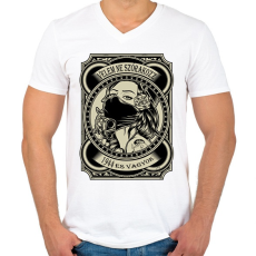 PRINTFASHION 1944 Velem ne szórakozz - Férfi V-nyakú póló - Fehér