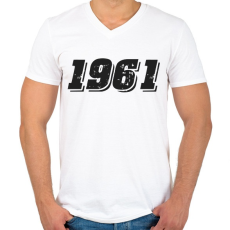 PRINTFASHION 1961 - Férfi V-nyakú póló - Fehér