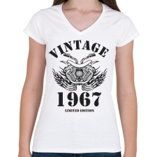 PRINTFASHION 1967 - Női V-nyakú póló - Fehér női póló