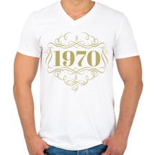 PRINTFASHION 1970 - Férfi V-nyakú póló - Fehér férfi póló