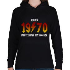 PRINTFASHION 1970 július - Legenda születik (ACDC stílus) - Női kapucnis pulóver - Fekete női pulóver, kardigán
