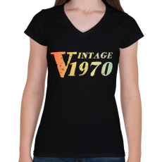 PRINTFASHION 1970 - Női V-nyakú póló - Fekete