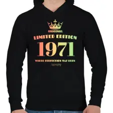 PRINTFASHION 1971 - Férfi kapucnis pulóver - Fekete férfi pulóver, kardigán