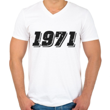 PRINTFASHION 1971 - Férfi V-nyakú póló - Fehér férfi póló