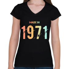 PRINTFASHION 1971 - Női V-nyakú póló - Fekete női póló