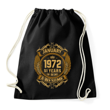 PRINTFASHION 1972 január 51 éves szülinap awesome - Sportzsák, Tornazsák - Fekete tornazsák